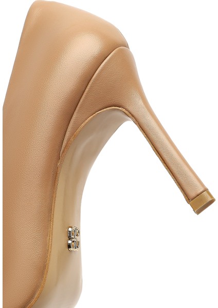 Kadın Bej Ince Topuklu Deri Stiletto 25AFD161818