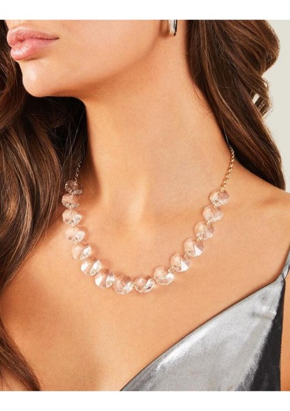 Kristal Boncuklu Zincir Yaka Kolye