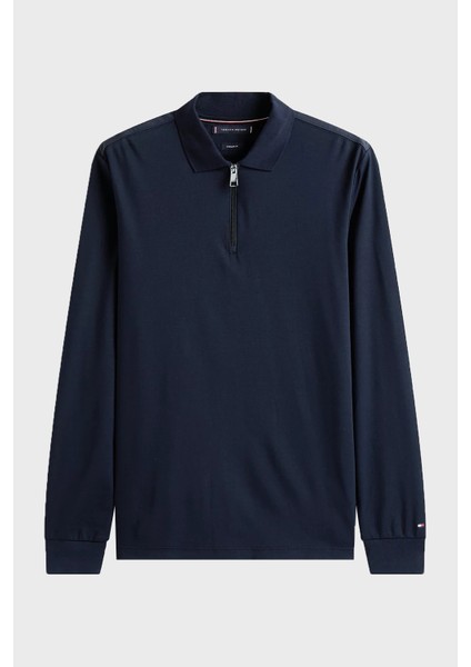 % 100 Pamuk Regular Fit Yarım Fermuarlı Polo Yaka Sweat Erkek Polo Yaka Sweat MW0MW42078 Dw5 indirimleri