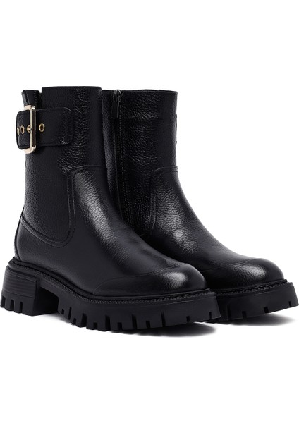 Kadın Siyah Kalın Tabanlı Deri Bot 25WFD1530FT fırsatları
