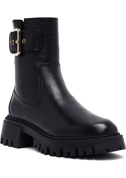 Kadın Siyah Kalın Tabanlı Deri Bot 25WFD1530FT