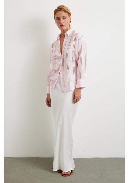 Organze Çizgili Gömlek Pembe fiyatları