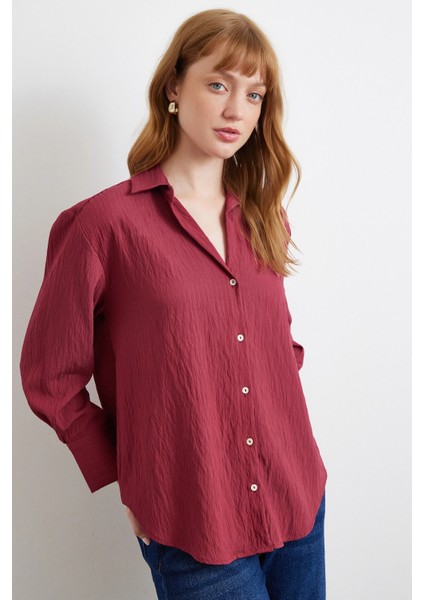 Paralel Çizgili Gömlek Bordo fiyatları