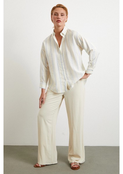 Çift Çizgili Modal Gömlek Mavi fiyatları