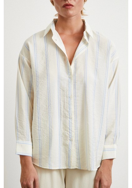 Çift Çizgili Modal Gömlek Mavi fırsatları