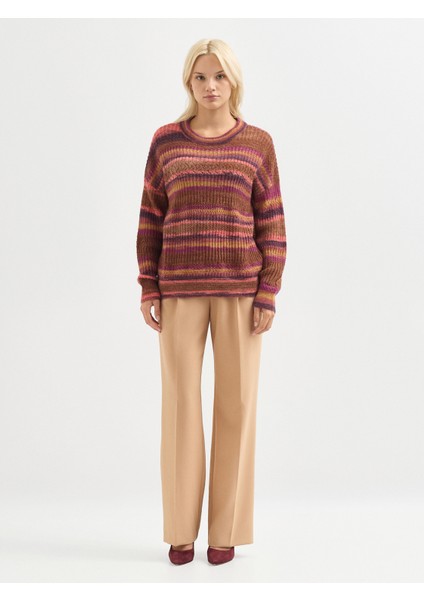 Kadın Triko Kazak-Kahve