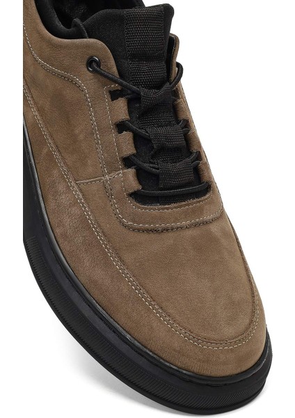 Erkek Vizon Bağcıklı Nubuk Deri Casual Ayakkabı 25WFD6424V3