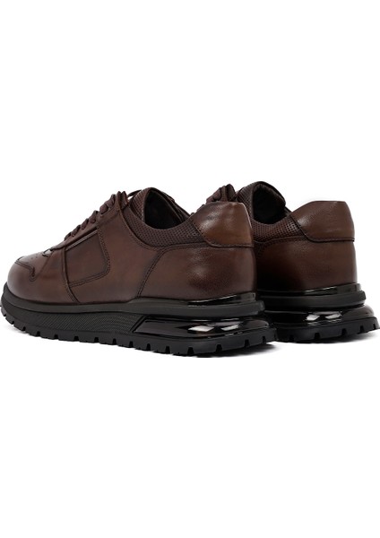 Erkek Kahverengi Bağcıklı Deri Casual Sneaker 25WFD677818 indirimleri