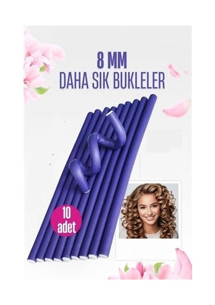 Sosis Latex Bigudi - Isısız Saç Bigudisi - 10 Adet 8 mm