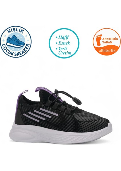 Unisex Çocuk Bağcıksız Lastikli Hafif Rahat Mevsimlik Kışlık Su Itici Okul Günlük Sneaker