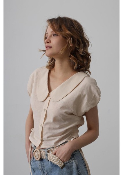 Bebe Yaka Yanları Bağlamalı Bluz - Taş modelleri