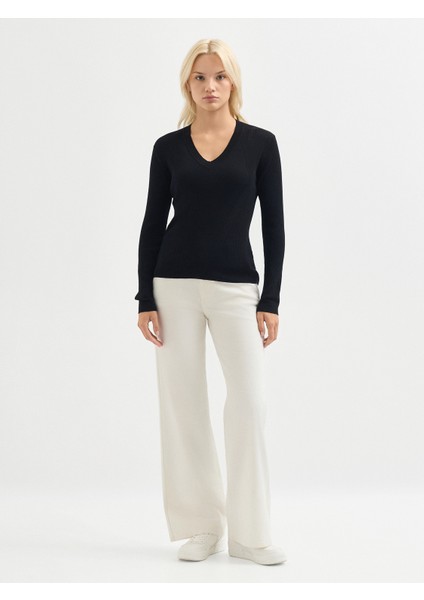 Kadın Triko Kazak-Siyah