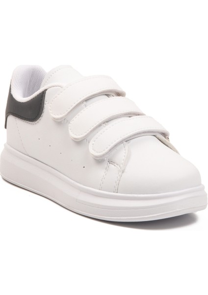 Beyaz-Siyah Cırtlı Hafif Çocuk Spor Ayakkabı 2480-26K F