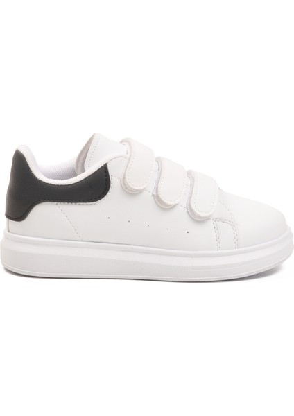 Beyaz-Siyah Cırtlı Hafif Çocuk Spor Ayakkabı 2480-26K F modelleri