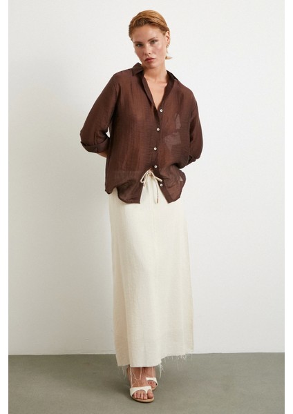 Beli Lastikli Astarlı Hasır Etek Krem modelleri