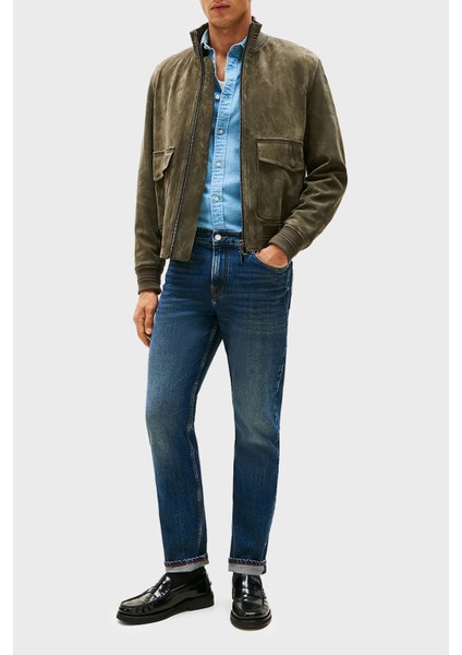 Streç Pamuklu Straight Fit Normal Bel Düz Paça Jeans Erkek Kot Pantolon MW0MW40353 1A7