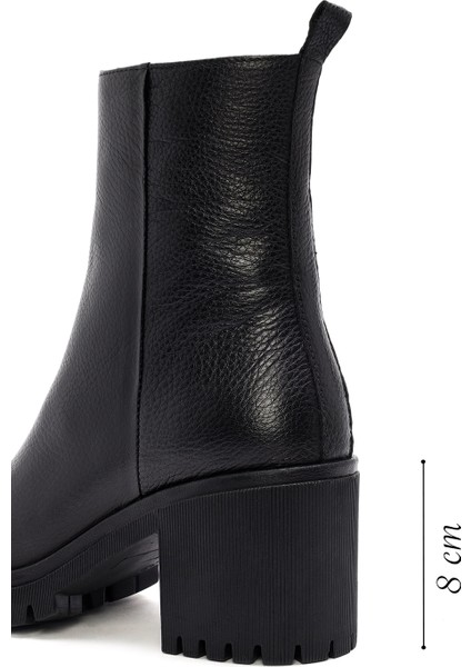 Kadın Siyah Topuklu Fermuarlı Deri Bot 25WFD2008FT fiyatları