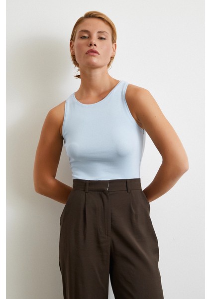 Basic Crop Top Mavi modelleri