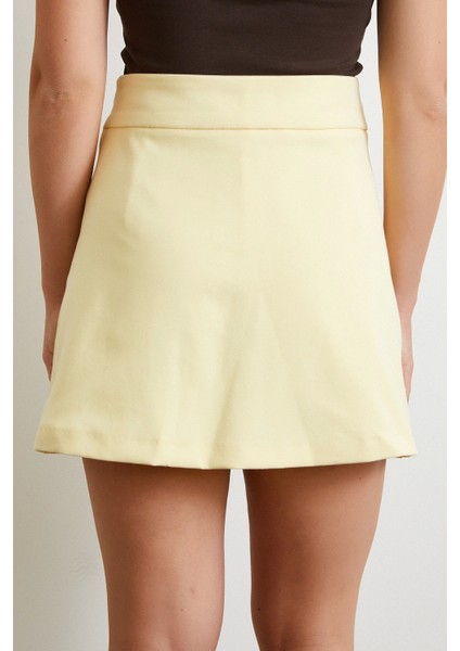 Yırtmaçlı Şort Etek Sarı indirimleri