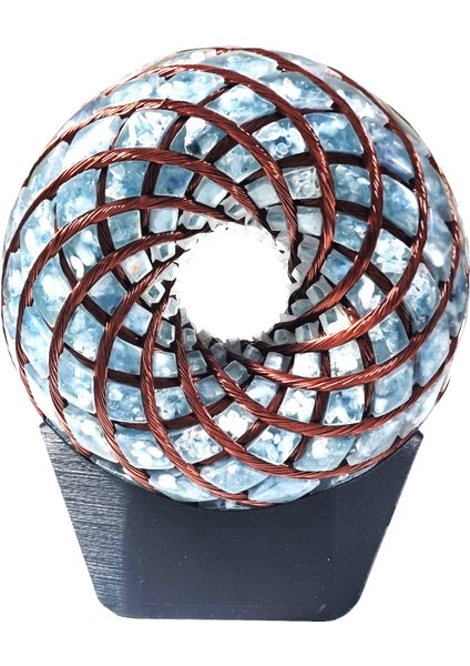 Akuamarine Z-Torus-10 10 cm Z-Torus Enerji Bobini Pemf Teknolojisi.yüksek Kaliteli Epoksi Reçinesine Sarılmış Kristallerden Üretilmiştir.