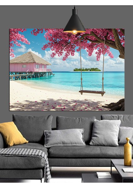 Deniz Üstünde Salıncak Dekoratif Kanvas - Mdf Ahşap Tablo fiyatları