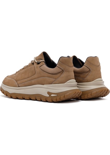 Erkek Bej Bağcıklı Kalın Tabanlı Nubuk Deri Casual Sneaker 25WFD6605V3 indirimleri