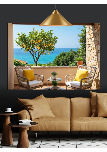Deniz Kenarında Iki Koltuk Dekoratif Kanvas - Mdf Ahşap Tablo fiyatları