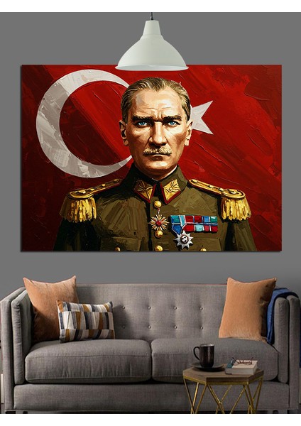 Askeri Üniformalı Atatürk Portresi Dekoratif Kanvas - Mdf Ahşap Tablo modelleri