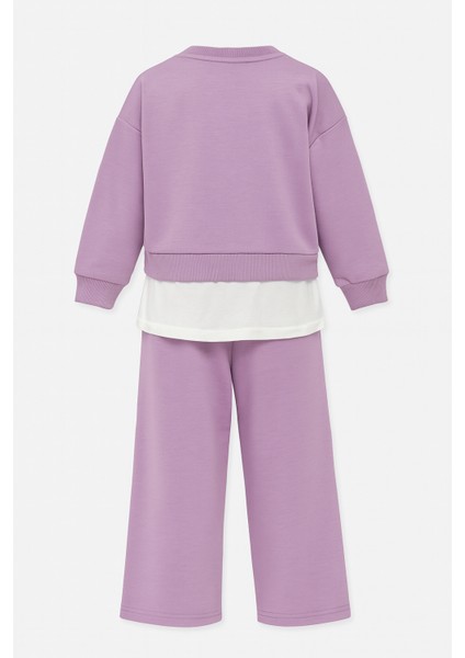 Mor Lila Çocuk Eşofman Takımı – “london” Yazılı Sweatshirt & Alt Eşofman modelleri