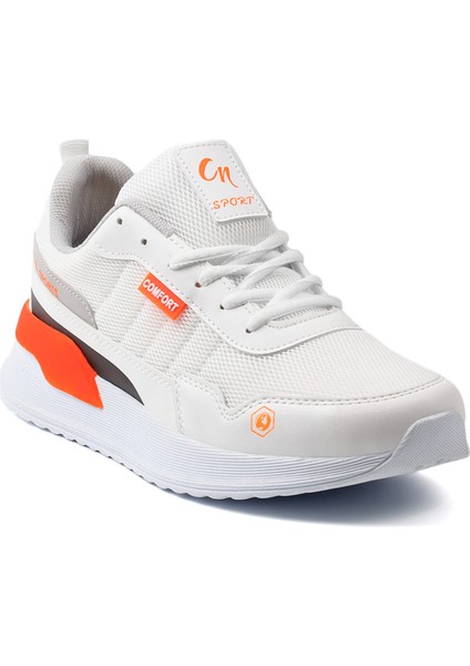 Erkek Beyaz Oranj Spor Ayakkabı Rahat Yürüyüş Koşu Günlük Sneaker Bağcıklı Hafif Taban fiyatları