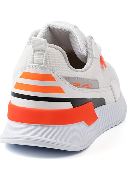 Erkek Beyaz Oranj Spor Ayakkabı Rahat Yürüyüş Koşu Günlük Sneaker Bağcıklı Hafif Taban indirimleri