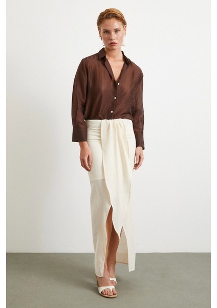 Önü Bağlamalı Etek Krem fiyatları