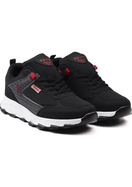 Erkek Siyah Kırmızı Spor Ayakkabı Rahat Yürüyüş Koşu Günlük Sneaker Bağcıklı Hafif Taban fiyatları