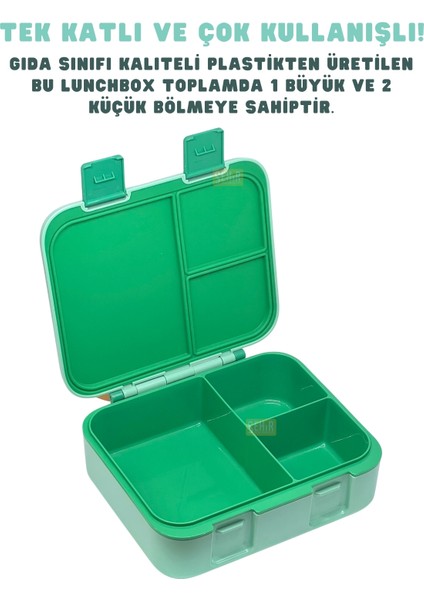 Bento 1000ML Lunchbox Yeni Koleksiyon Tek Katlı 3 Bölmeli Abs Plastik Çocuk Sefer Tası Yemek Kutusu indirimleri