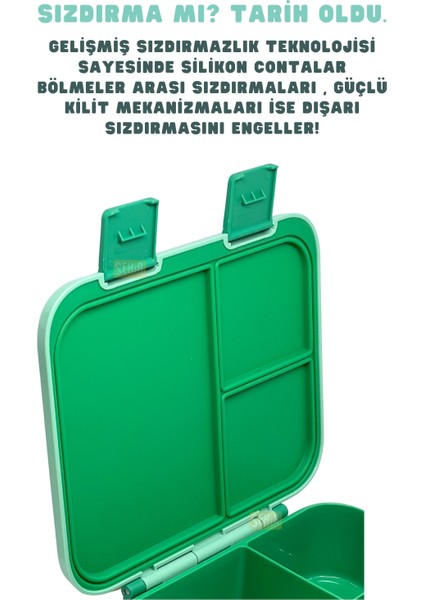 Bento 1000ML Lunchbox Yeni Koleksiyon Tek Katlı 3 Bölmeli Abs Plastik Çocuk Sefer Tası Yemek Kutusu