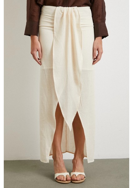 Önü Bağlamalı Etek Krem fırsatları