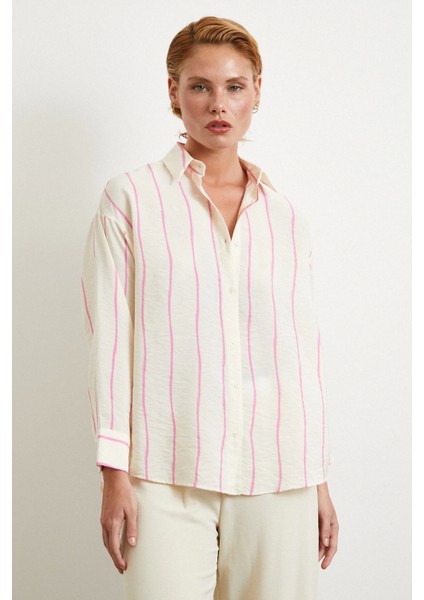 Çizgili Modal Gömlek Pembe modelleri