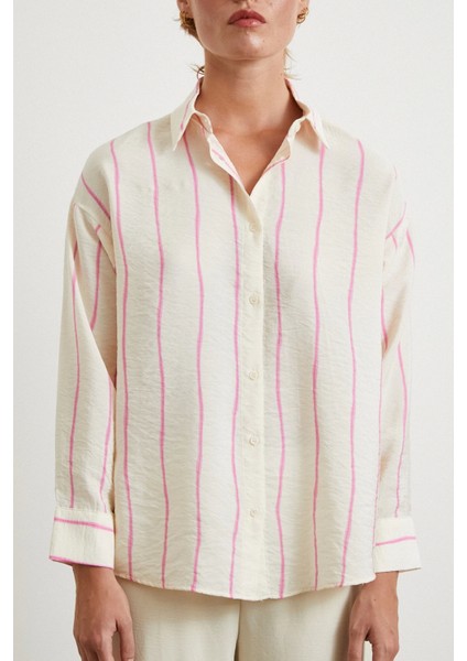 Çizgili Modal Gömlek Pembe indirimleri