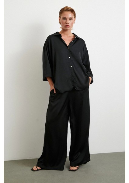 Dökümlü Romantik Pantolon Siyah fırsatları