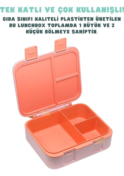 Bento 1000ML Lunchbox Yeni Koleksiyon Tek Katlı 3 Bölmeli Abs Plastik Çocuk Sefer Tası Yemek Kutusu indirimleri