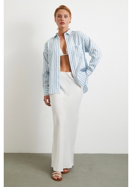 Multi Çizgili Cepli Gömlek Mavi fiyatları