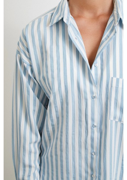 Multi Çizgili Cepli Gömlek Mavi indirimleri