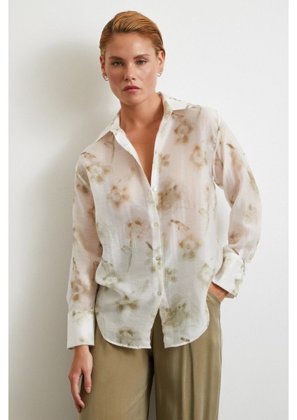 Organze Desenli Tül Gömlek Yeşil fırsatları