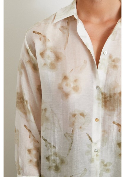 Organze Desenli Tül Gömlek Yeşil indirimleri