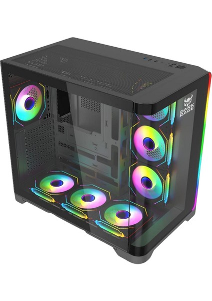 Rgb 7 Fanlı 7X120MM Kumanda + Tuş Rgb Kontrollü Gaming Akvaryum Kasa modelleri