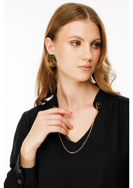 Kadın Büyük Beden Zincir Detaylı Bluz 2501 Siyah fiyatları