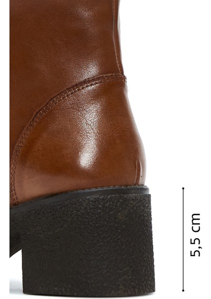 Kadın Taba Fermuarlı Kalın Topuklu Deri Casual Bot 25WFD411418 fiyatları