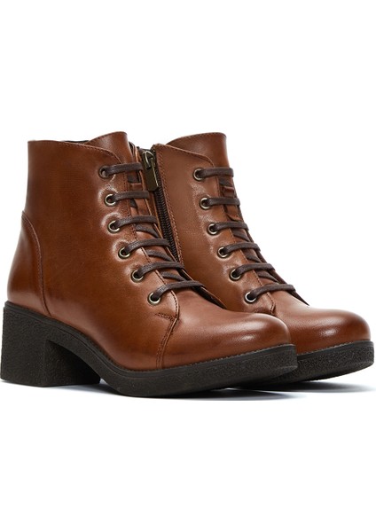 Kadın Taba Fermuarlı Kalın Topuklu Deri Casual Bot 25WFD411418 indirimleri