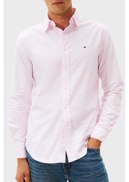 % 100 Pamuk Regular Fit Çizgili Gömlek Erkek Gömlek MW0MW36238 0d2