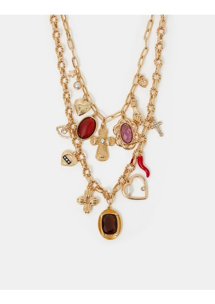 Charmlı Kolye Bordo